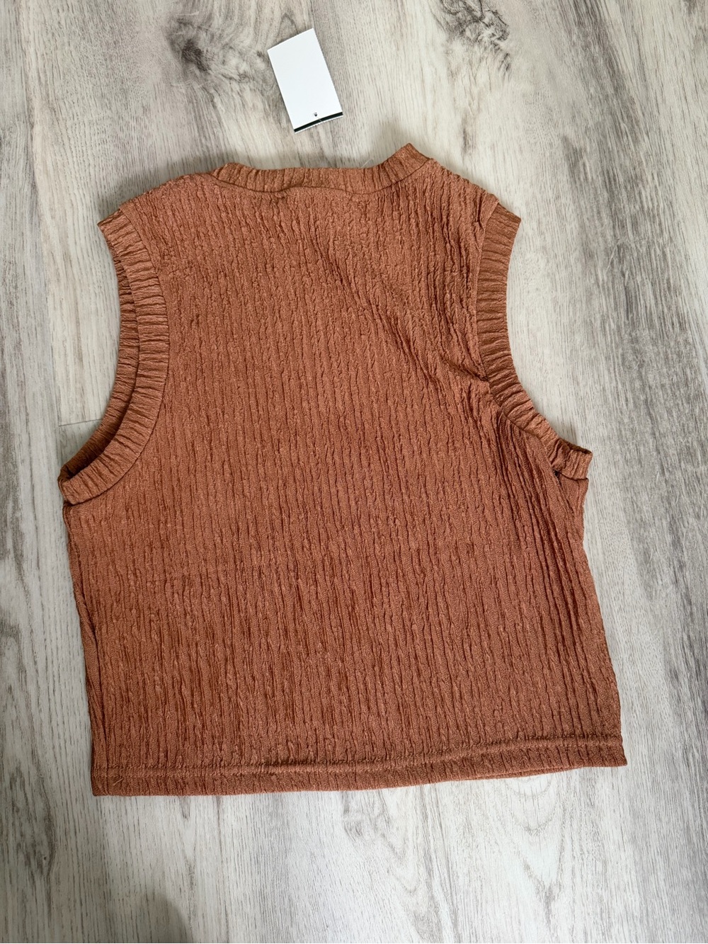 Ribbed Rust Sleeveless Knit Tank Top